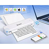 Мобільний акумуляторний термопринтер А4 300dpi Bluetooth USB Ukrmark 831WT білий, фото 3