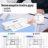 Мобільний акумуляторний термопринтер А4 300dpi Bluetooth USB Ukrmark 831WT білий, фото 5