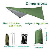 Гамак туристичний 260*140см з москітною сіткою до 300кг + тент зелений 230*140см, фото 9