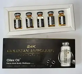 24k goldzan Сироватка колаген для обличчя в амулах із золотом Oilex Oil, Єгипту 5 ампул для всіх типів шкіри