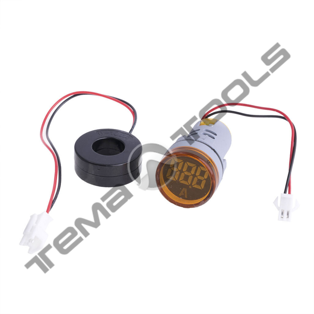 Амперметр цифровий AD16-22DSA 0-100A жовтий - вбудований світлодіодний цифровий щитовий амперметр