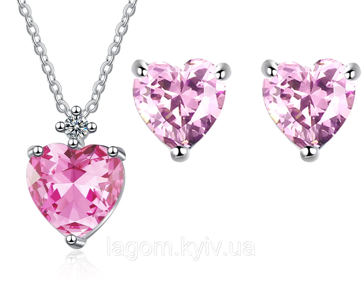 Комплект срібних прикрас в стилі PANDORA 925 проба підвіска, ланцюжок і сережки ПАНДОРА, фото 1