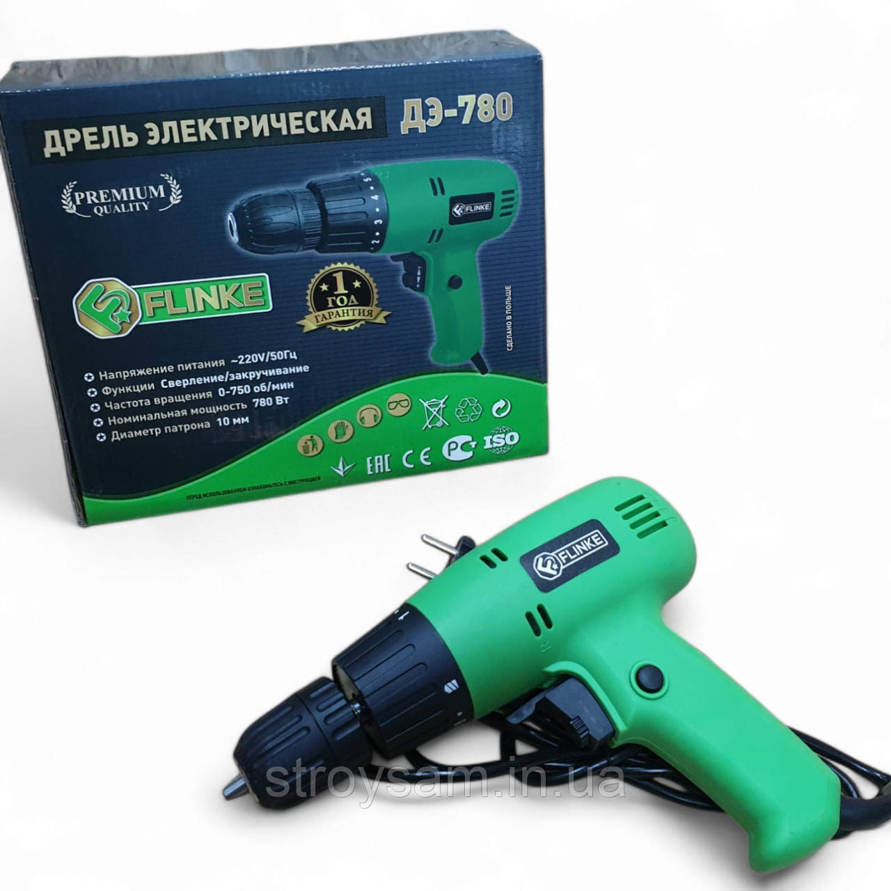Шуруповерт мережевий Flinke 780 Вт Польща, фото 1