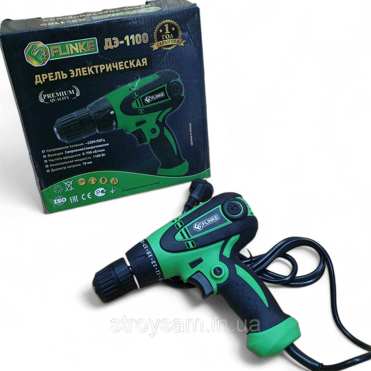 Шурупокрут, шурупокрути, купити шурупокрут, шурупокрут мережевий 1100 Вт Flink Польща, фото 1