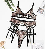 Еротична жіноча білизна з поясом, Сексуальний леопардовий комплектик нижньої білизни M, фото 4