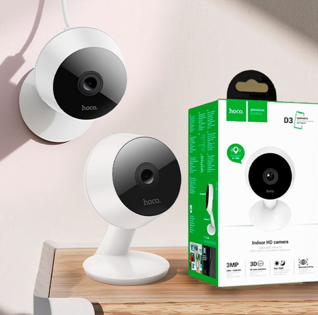 Камера відеоспостереження Смарт IP Камера Smart camera Hoco D3 Wi-Fi 3MP Внутрішня HD-камера, біла