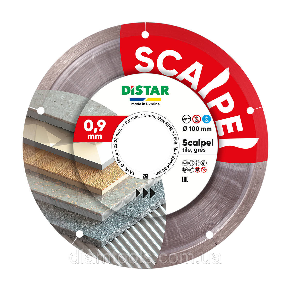 Круг алмазний по керамограніту Distar Scalpel 100x22.2x0.9 мм (11120158027)
