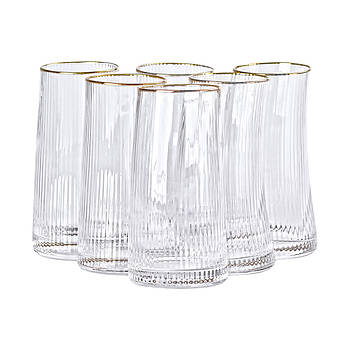 Набір стаканів високих 6 штук по 600 мл із золотим обідком HP-16-19