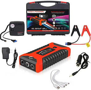 Car jump starter 25000 mAh Повер банк зарядно-пусковий пристрій для машини 4хUSB+Фонарик + Компресор