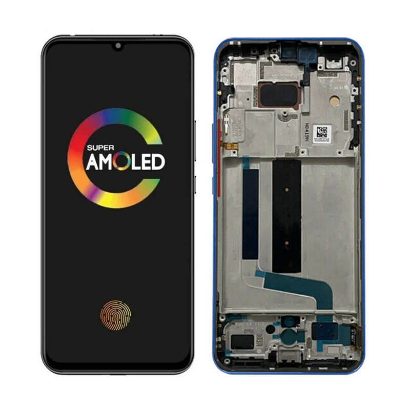 Дисплей Xiaomi Mi 10 Lite в зібраному вигляді із сенсором і рамкою Aurora Blue service orig
