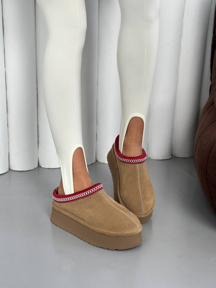 Уггі жіночі замшеві пісочного кольору короткі, фото 1