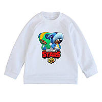 Свитшот детский белый с принтом Brawl Stars