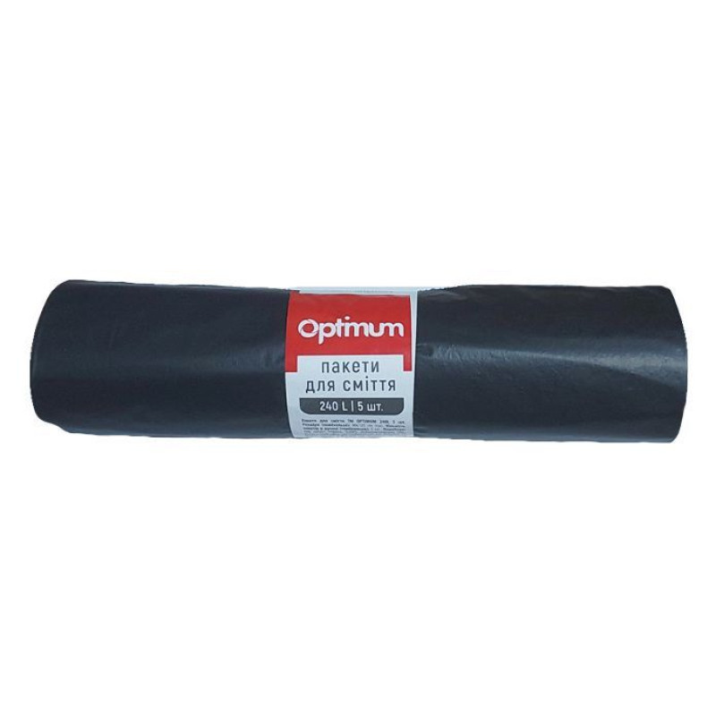 Пакети для сміття 240л/5шт PRO Optimum 35мкм 90х125см LD, чорні