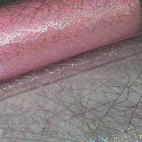 Фатин Павутинка -рожевий (хамелеон), ширина 15 см, метр, Рожевий