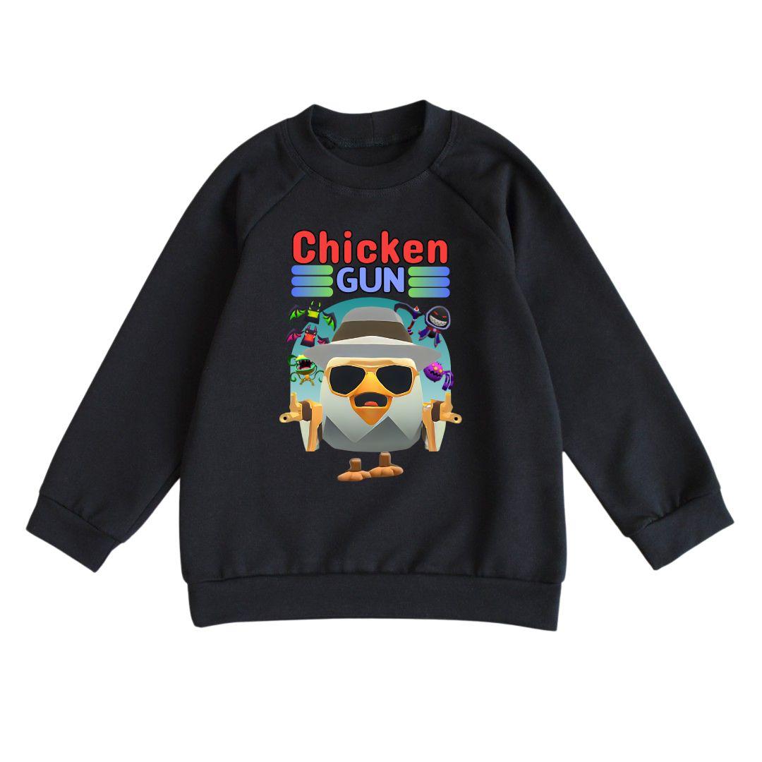 Світшот дитячий чорний з принтом Chicken Gun, фото 1