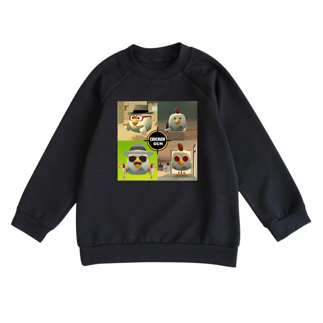 Світшот дитячий чорний з принтом Chicken Gun, фото 1