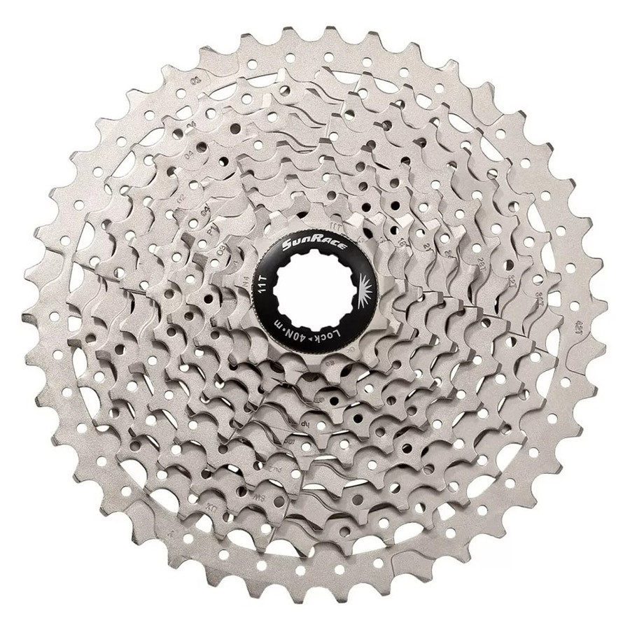 Касета велосипедна Sun Race MS2 (05-12) MTB 10 швидкостей (11-42T) алюмінієвий павук, Metallic Silver