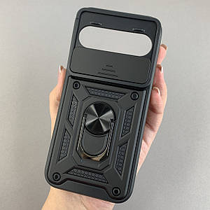 Чохол для Google Pixel 9 Pro протиударний з підставкою зі шторкою на телефон гугл піксель 9 про чорний crt