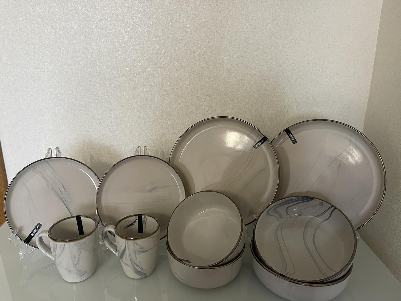 Сервіз Ardesto Marmo MRB 24 предмети бежевий