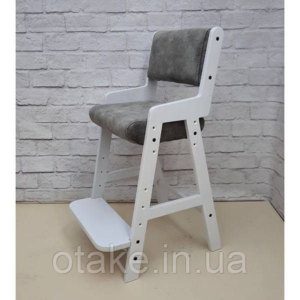 Зростаючий стілець із масиву ясена (м'який) біла емаль (напівмат), фото 1