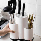 Універсальна підставка для ножів і кухонних аксесуарів LV-293 біла, фото 3