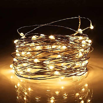 Гірлянда Gedoni 10 м на 3 батарейках, світить Жовтим No03-100