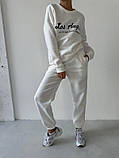 Теплий жіночий костюм джоггери та світшот з принтом los angeles, фото 2