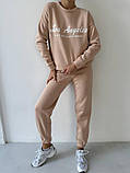 Теплий жіночий костюм джоггери та світшот з принтом los angeles, фото 10