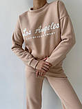 Теплий жіночий костюм джоггери та світшот з принтом los angeles, фото 7