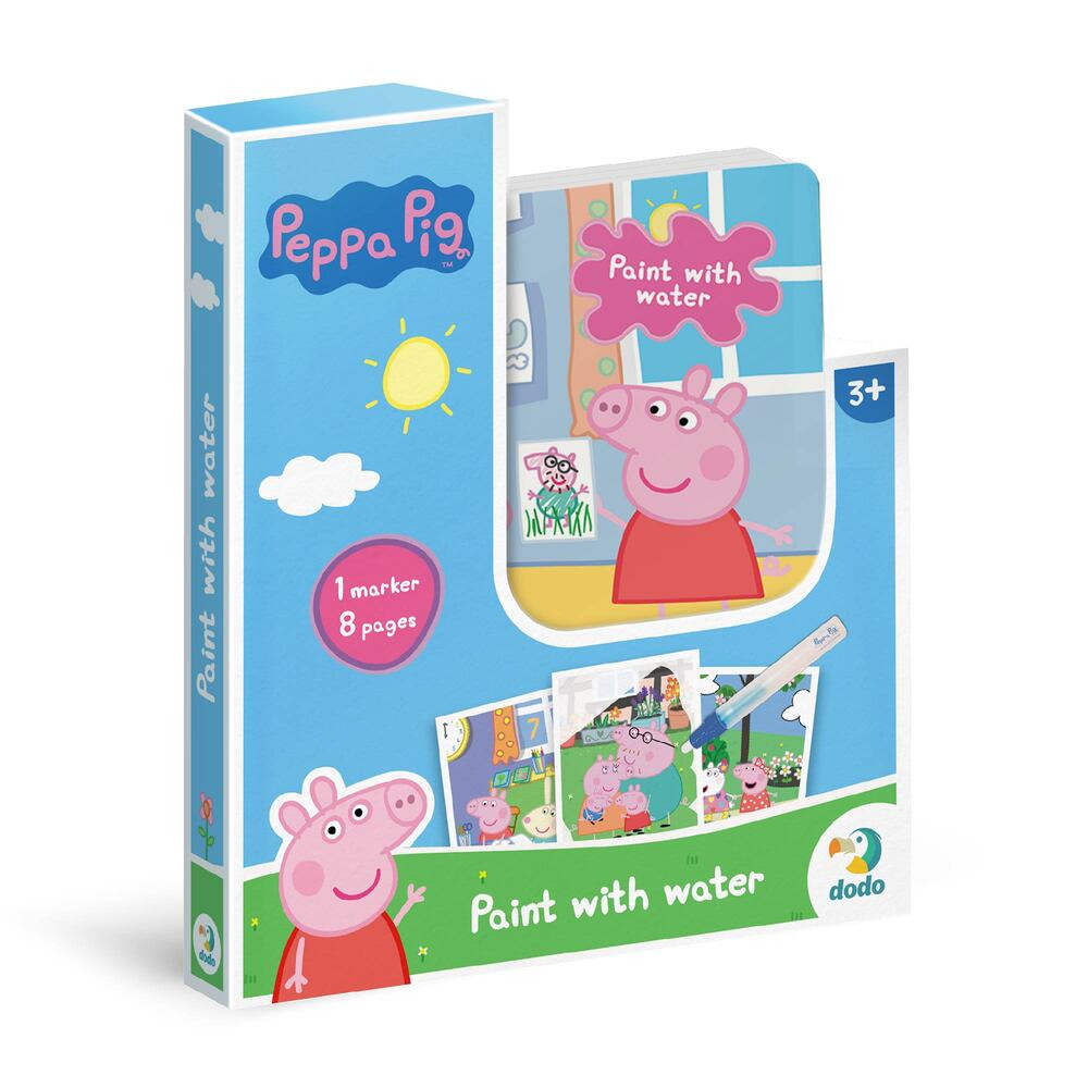 Водна розмальовка Dodo Peppa Pig з пензликом, багаторазова,18×14,5×2 см