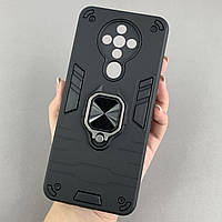 Чохол для Tecno Spark 6 (KE7) протиударний з кільцем чохол на телефон техно спарк 6 чорний q4l