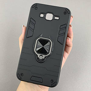 Чохол для Samsung Galaxy J7 (2015) j700 протиударний з кільцем чохол на телефон самсунг дж700 чорний q4l
