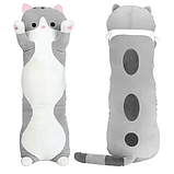 Дитяча іграшка плюшева обіймашка Кіт батон 90 см подушка Сірий, фото 2