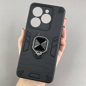 Чохол для Tecno Pop 8 протиударний з кільцем чохол на телефон техно поп 8 чорний q4l