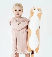 Дитяча іграшка плюшева обіймашка Кіт батон 90 см подушка Коричневий