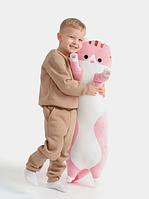 Дитяча іграшка плюшева обіймашка Кіт батон 90 см подушка Рожевий