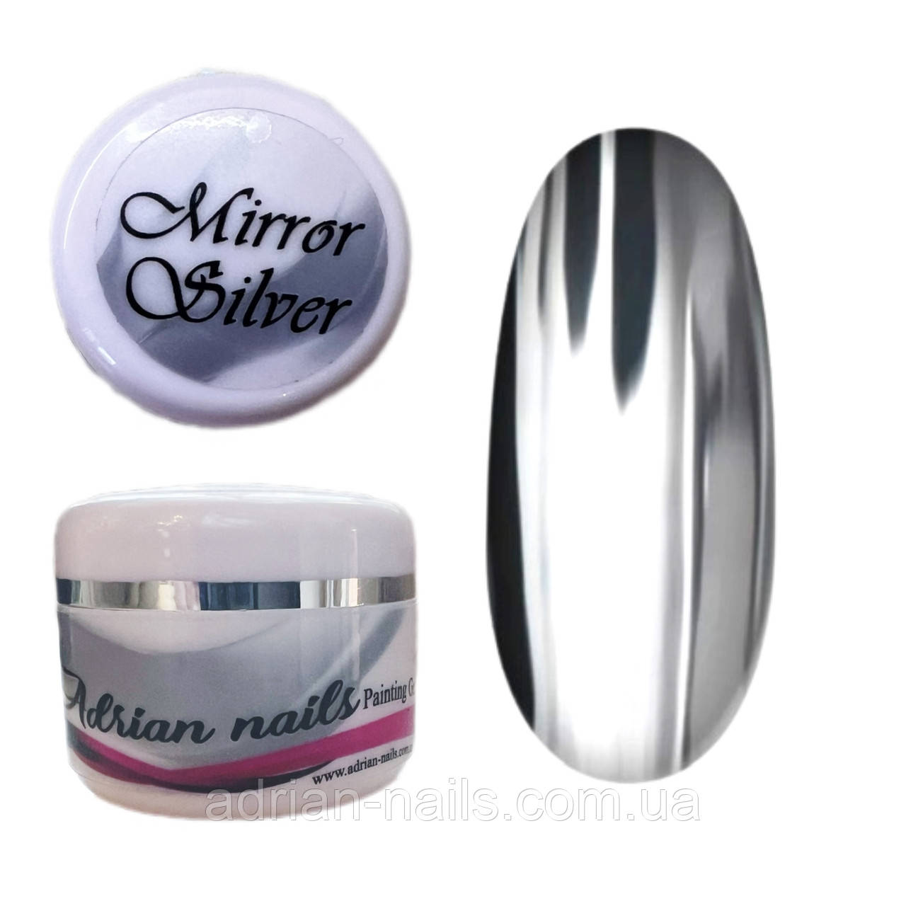 Дзеркальна срібна гель фарба- Mirror Silver Painting Gel, фото 1
