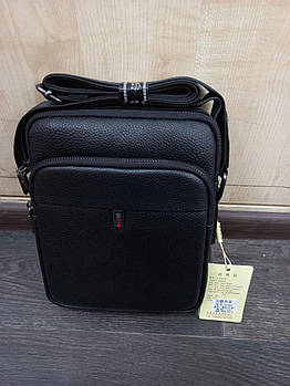 Чоловіча сумка через плече на блискавці з кишенею та довгим ремінцем із натуральної шкіри Glam