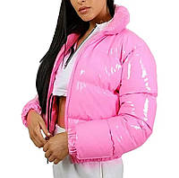 Куртка жіноча на осінь демісезонна рожева Жіноча куртка коротка пуффер 40-42