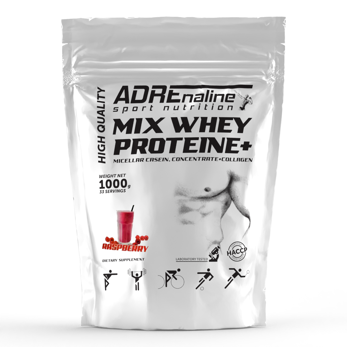 Комплексний протеїн Adrenaline Sport Nutrition Mix Whey Protein 1000 g Малиновий йогурт