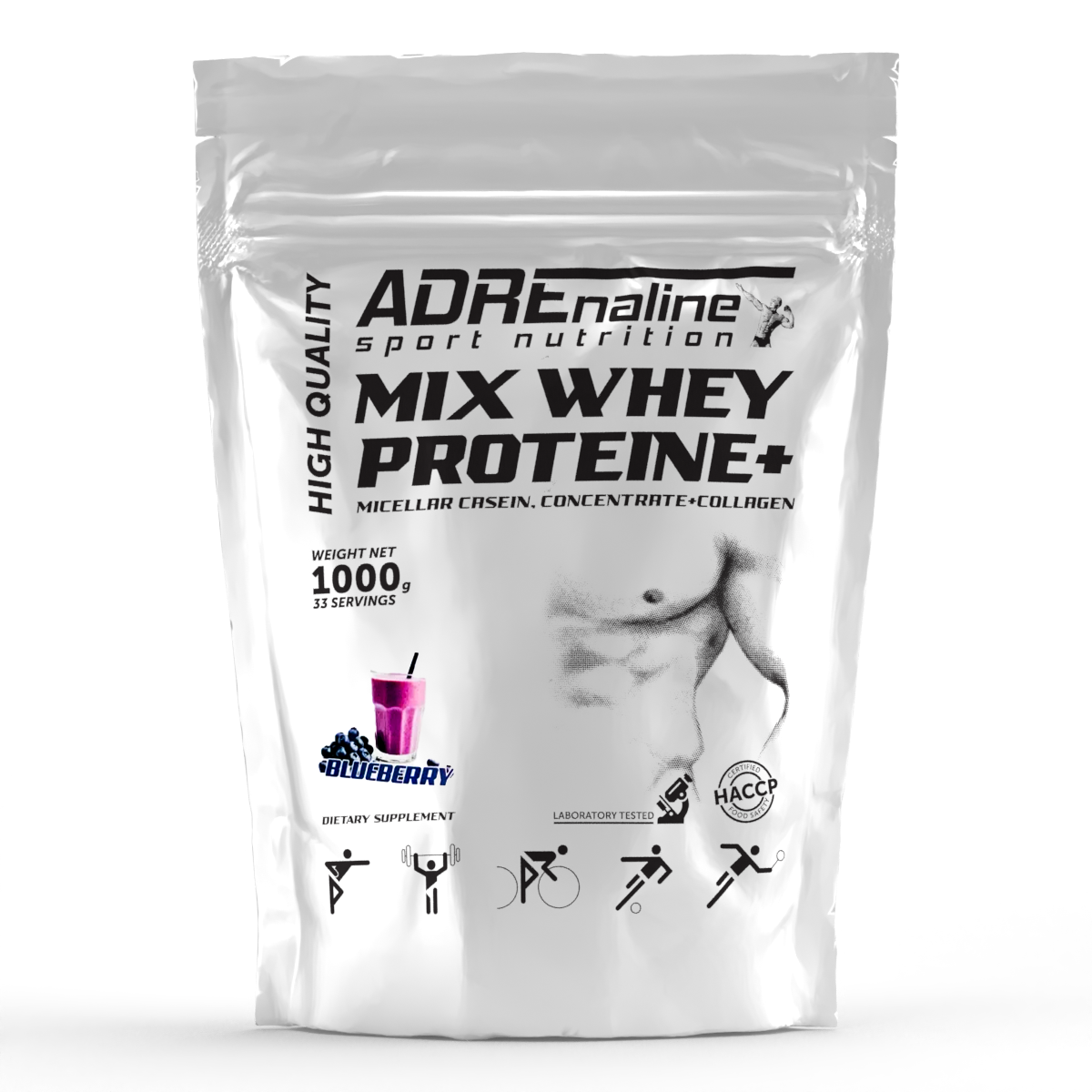 Комплексний протеїн Adrenaline Sport Nutrition Mix Whey Protein 1000 g Чорничний йогурт