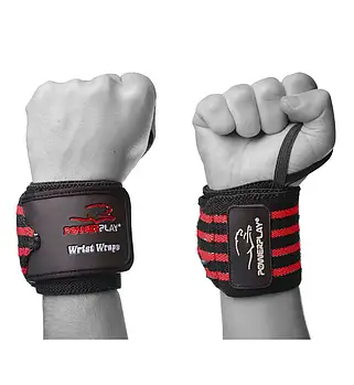 Кистьові бинти PowerPlay 3081 Gym WristT Wraps Чорно-Червоні