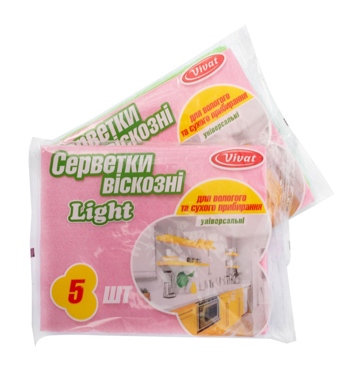 Серветка віскозна Light рожева 5 шт/уп (Vivat) 36.5*30 см