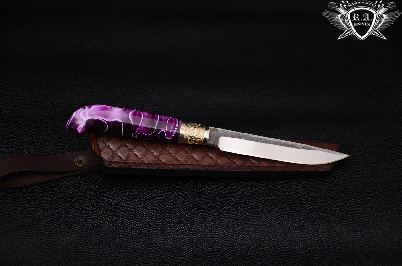 Ніж ручної роботи "Аметіс" 130х20х4мм з неіржавкої сталі та колодкою з акрилу, фото 1