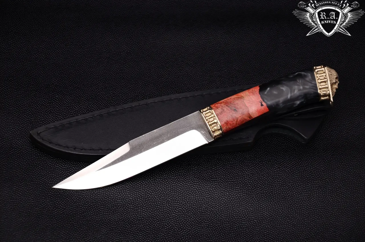 Ніж ручної роботи "Перегонник" 145х30х4.4 мм із неіржавкої сталі та колодкою з гібриду, фото 1