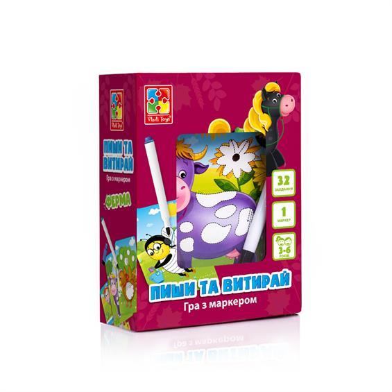 Гра розвиваюча Пиши та витирай Ферма Укр (Vladi Toys)