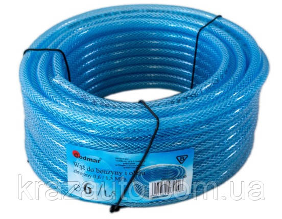 Шланг бензиновий Godmar армований 6 мм 1,5 мм 6 барів м. бухта 25 м Прозорий. 34020, фото 1