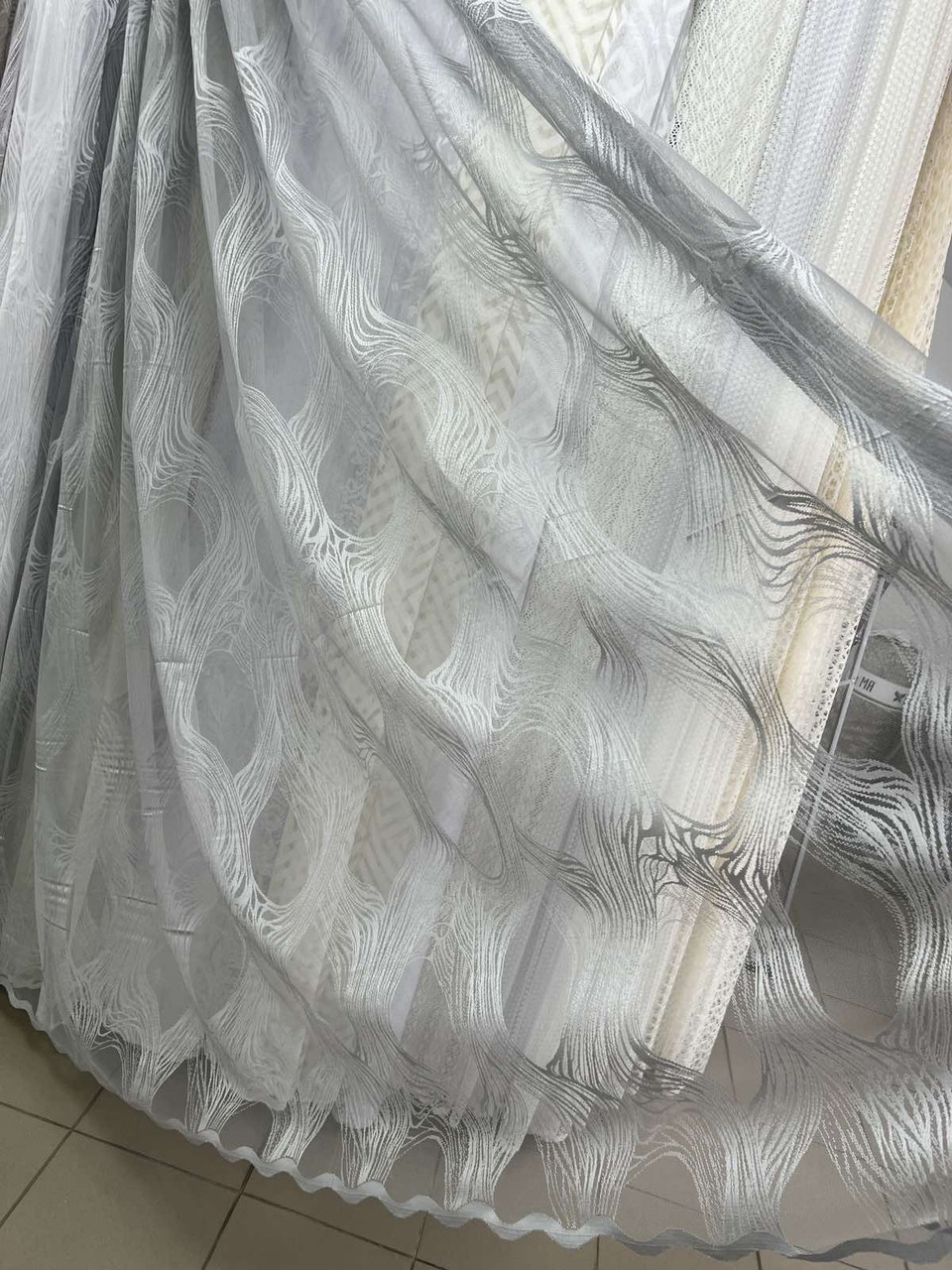 Гардина жаккард 81246 сірий оптом