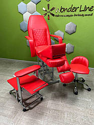 Набір меблів 4в1 для салону краси: крісло-педикюрне-кушетка для педикюру стільчик підставка + Клин