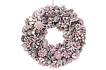 Новорічний різдвяний вінок рожевий з декором з ягід та шишок 26 см BonaDi